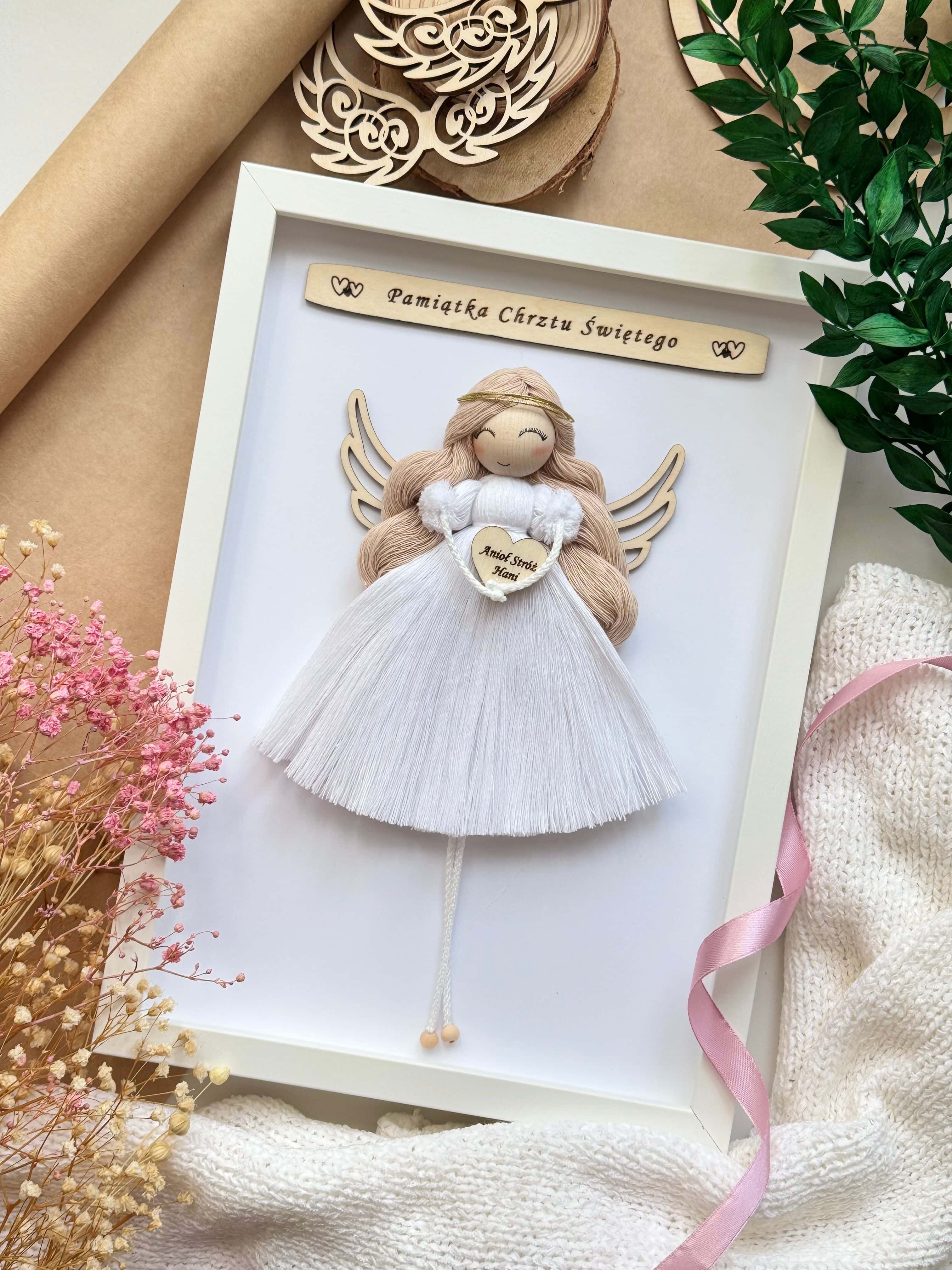 Pamiątka Chrztu Świętego dla dziewczynki ramka MIDI