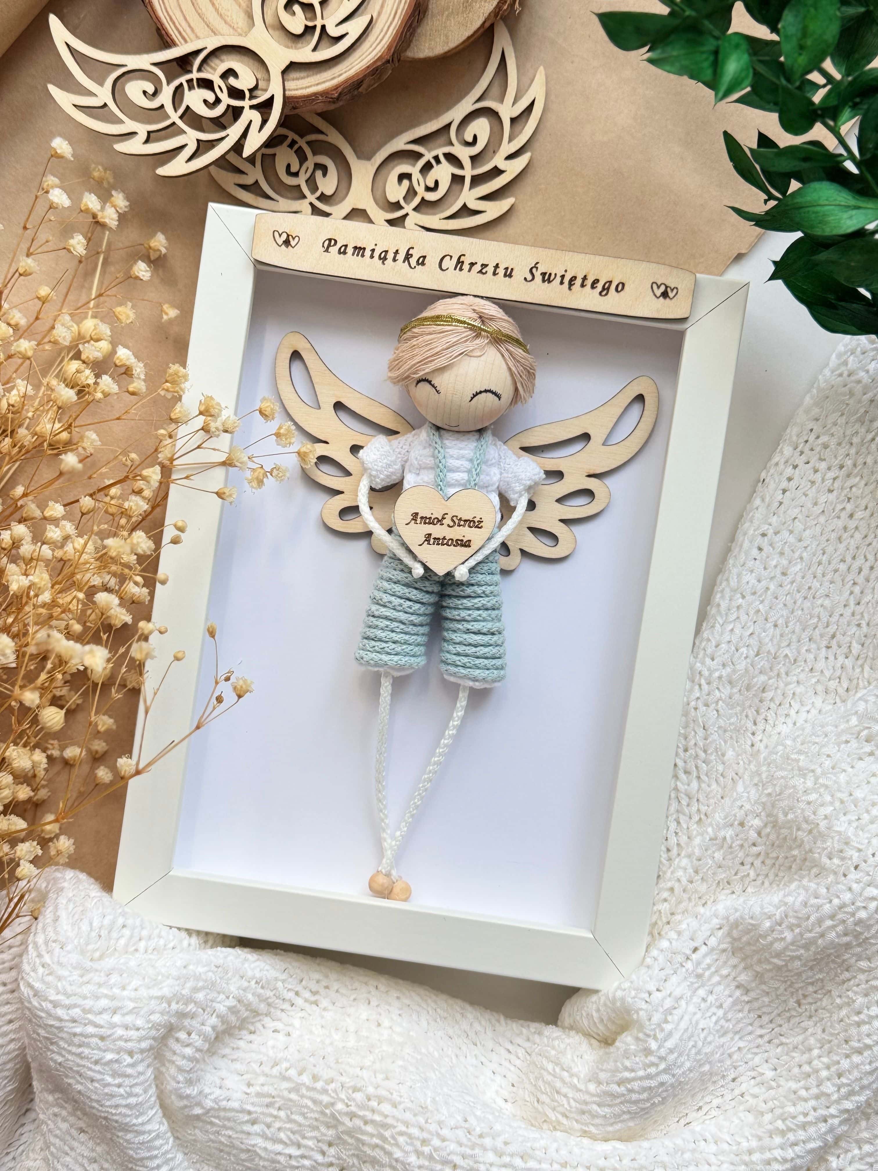 Pamiątka Chrztu dla chłopca ramka MINI 